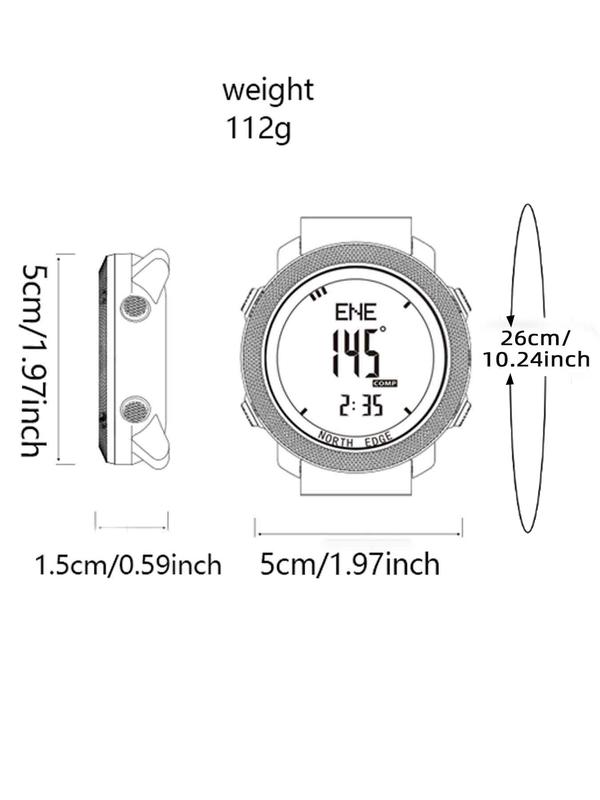 Men's Sportive Digital Watch, Fashionable Digital Watch with Alarm, Waterproof Digital Watch with Altimeter & Barometer & Compass Function