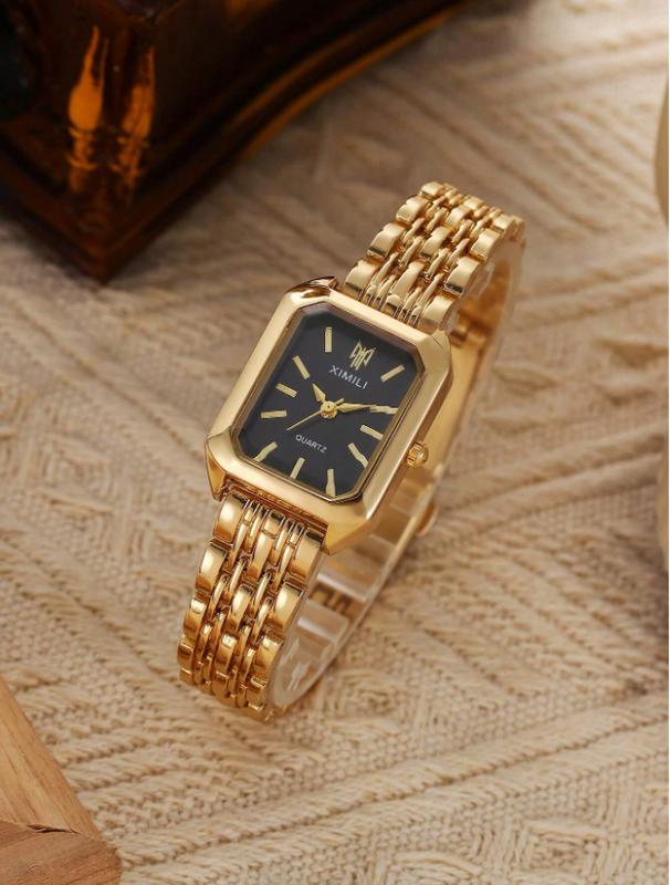 Fashion Classic 5-Pearl Bracelet Watch for Women, Square Dress Watch for Goddesses