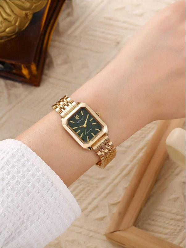 Fashion Classic 5-Pearl Bracelet Watch for Women, Square Dress Watch for Goddesses