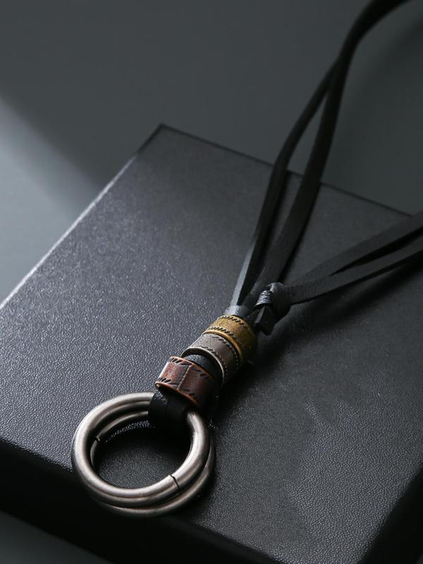 Men's Simple Round Design Pendant Necklace, Fashion All-match Jewelry, Trendy Accessories for Party and Daily Life