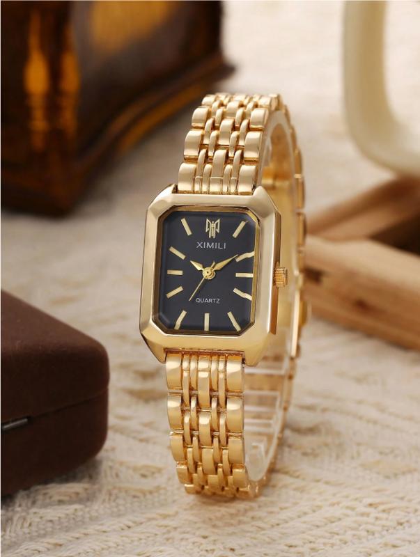 Fashion Classic 5-Pearl Bracelet Watch for Women, Square Dress Watch for Goddesses