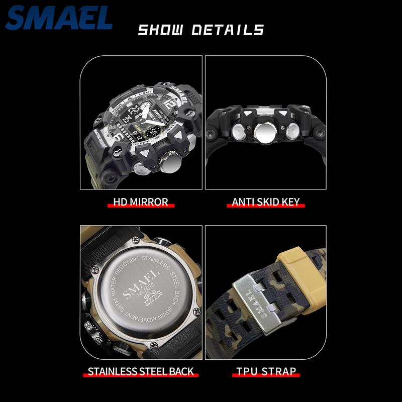 SMAEL Men's Fashion Military Style Watch Luminous Waterproof Electronic Watch 8072