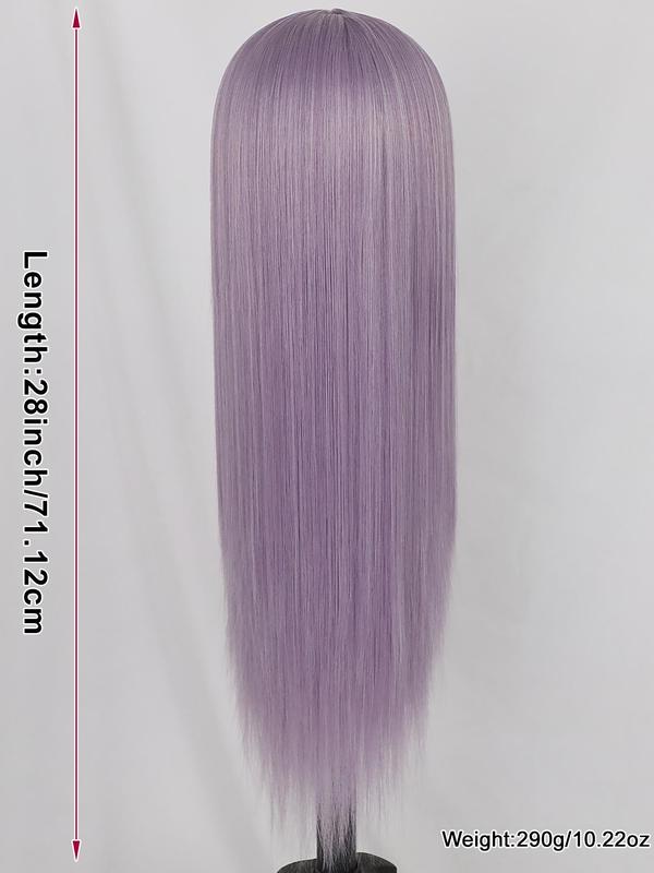 28 Inch Purple Long Straight Wigs for Women, Gorgeous Fluffy Wigs without Bangs, Designer Synthetic Wigs Hairstyles for Party, Striking Natural Fluffy Hair Wigs Glueless