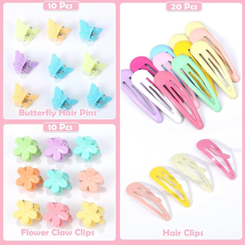 Hair Accessories for Girl, 1543  Elastic Hair Rubber Bands Set 20 Colors Elastic Hair Ties with Organizer Box Cotton  Hair Ties, Hair Tail Tools, Rat Tail Comb, Butterfly Hair Clips