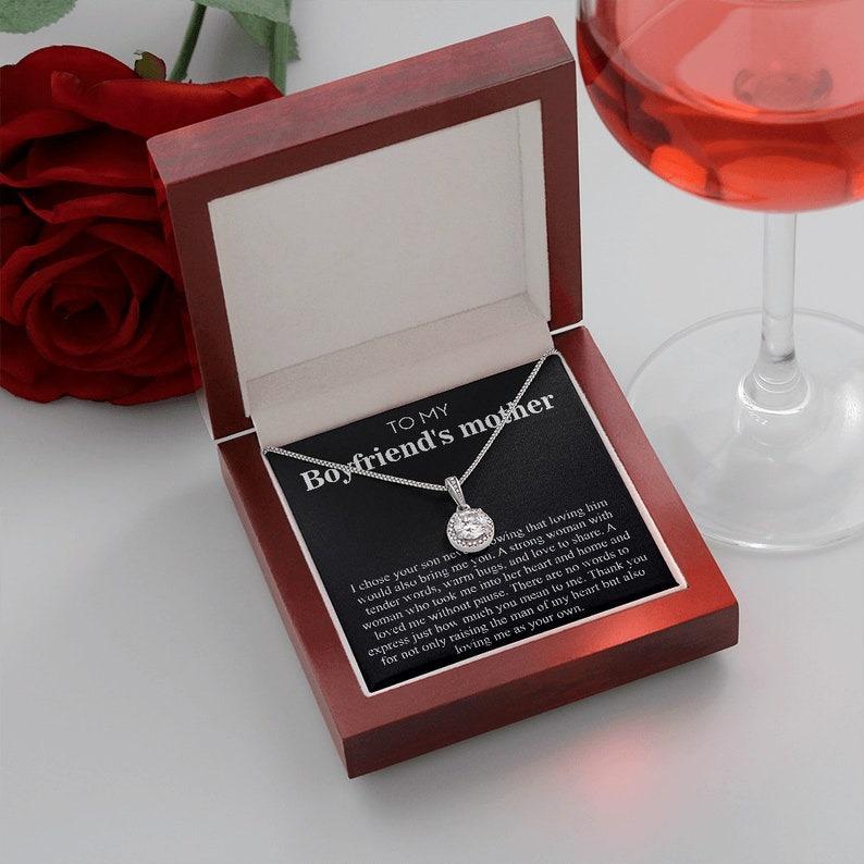 Necklace Gift For Boyfriend's Mother, Birthday Gift For Boyfriend’s Mom, Necklace With Message Card, Christmas Gift For Boyfriends Mom