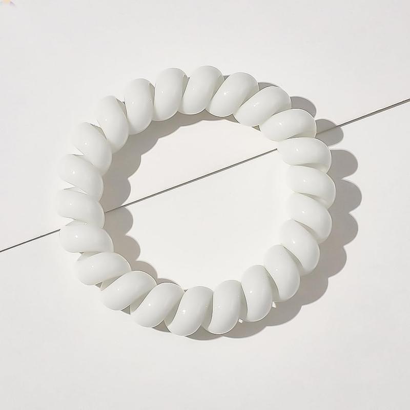 Spiral Hair Ties Traceless Coil Hair Ties 20 count No Crease Phone Cord Hair Ties  Ponytail Holder 2.15inch No  Elastic Hair Bands Hair Accessories for Women Girls (White)