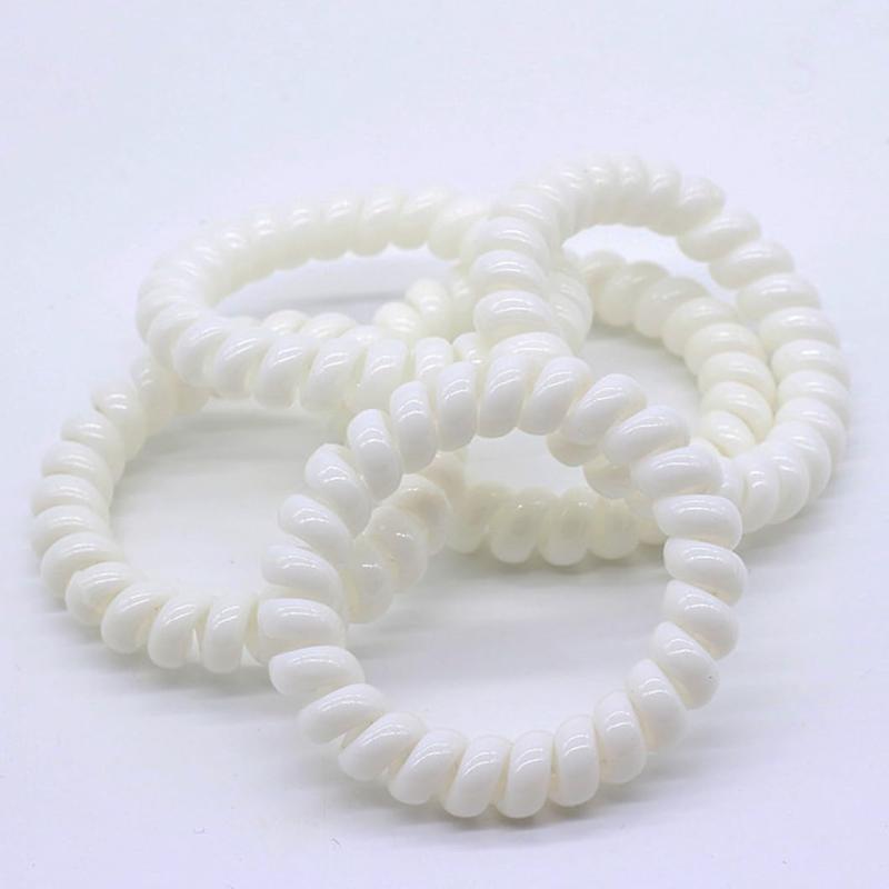 Spiral Hair Ties Traceless Coil Hair Ties 20 count No Crease Phone Cord Hair Ties  Ponytail Holder 2.15inch No  Elastic Hair Bands Hair Accessories for Women Girls (White)