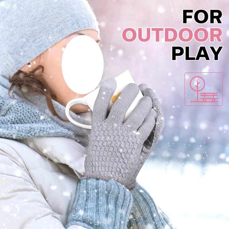 3 Pairs Women's Winter Touch Screen Gloves Knit Gloves Elastic Cuff Winter Warm Texting Mitten for Women