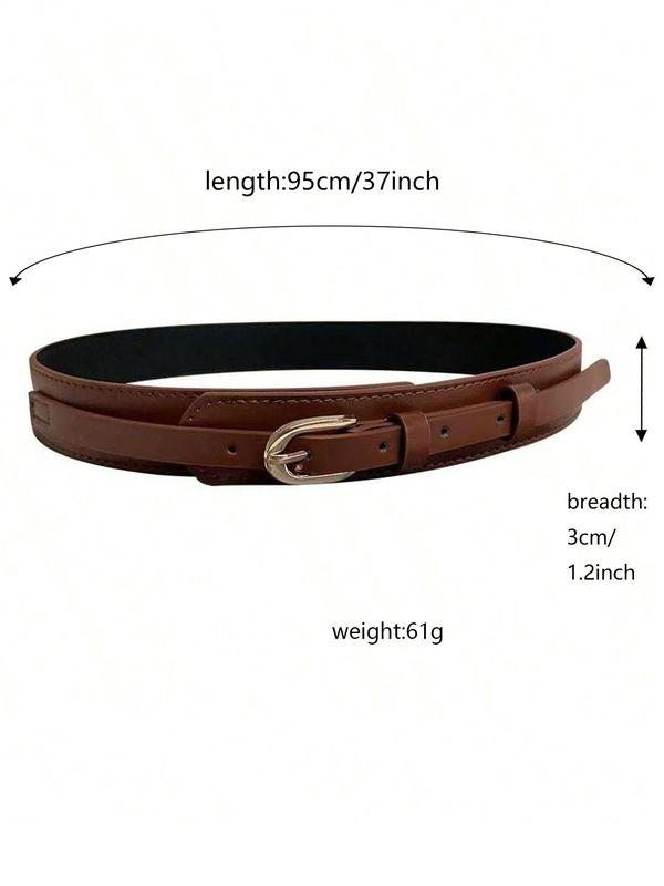 Women's Solid Color PU Buckle Belt, Fashionable Casual Waistband for Jeans, Pants, Trousers, Daily Clothing Decoration