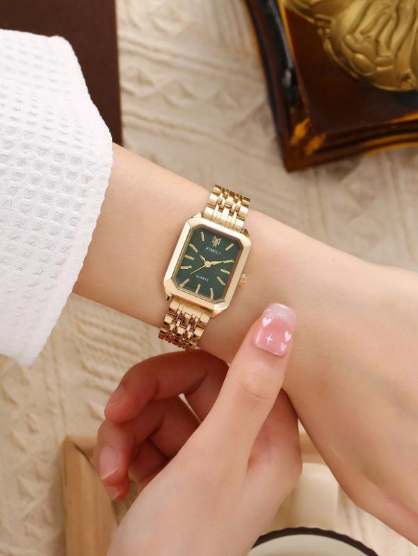 Fashion Classic 5-Pearl Bracelet Watch for Women, Square Dress Watch for Goddesses