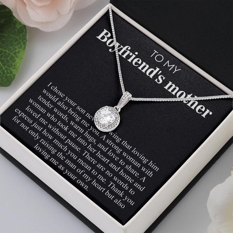 Necklace Gift For Boyfriend's Mother, Birthday Gift For Boyfriend’s Mom, Necklace With Message Card, Christmas Gift For Boyfriends Mom