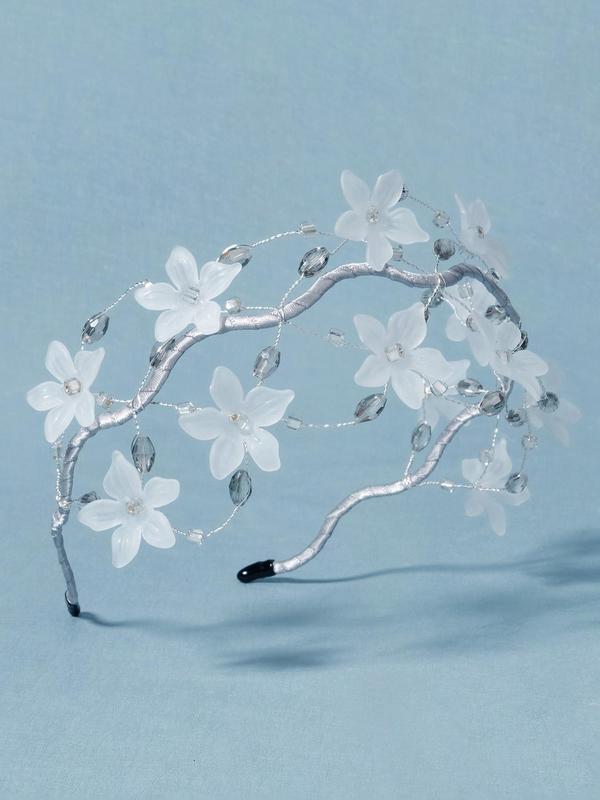 Flowers & Rhinestones Decor Headband, Minimalist Elegant Flowers Decor Headband, Simple Design Hair Accessories