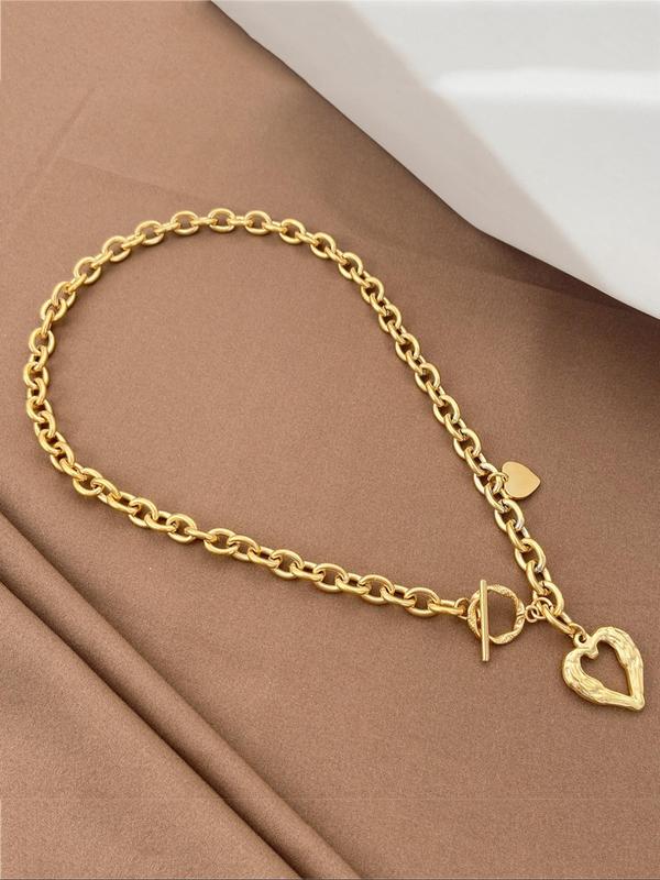 Women's Elegant Heart Design Ot Buckle Pendant Necklace, Fashion Jewelry for Party, Daily Clothing Decor, Trendy All-match & Exquisite Jewelry for Birthday Gift