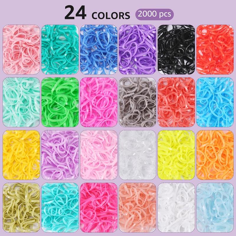 2000 pcs Mini Hair Rubber Bands ,  Elastic Hair Bands 24 Colors, with Organizer Box, Soft Small Girl Hair Ties, Colorful  Rubber Bands Set with Hair Tail Tools, Rat Tail Comb