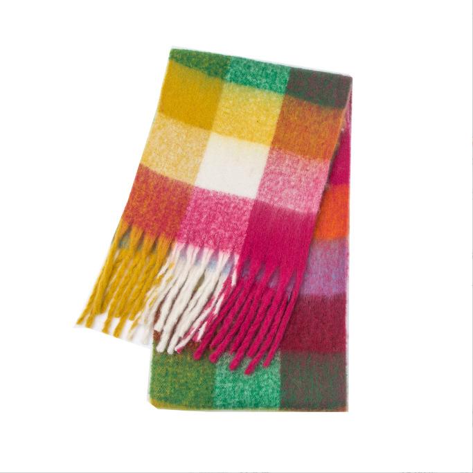 2024 Winter Thick Warm Scarf Women Cashmere Shawl and Wraps Pashmina Neckerchief Bufanda Female Rainbow Hairy Tessel Echarpe New