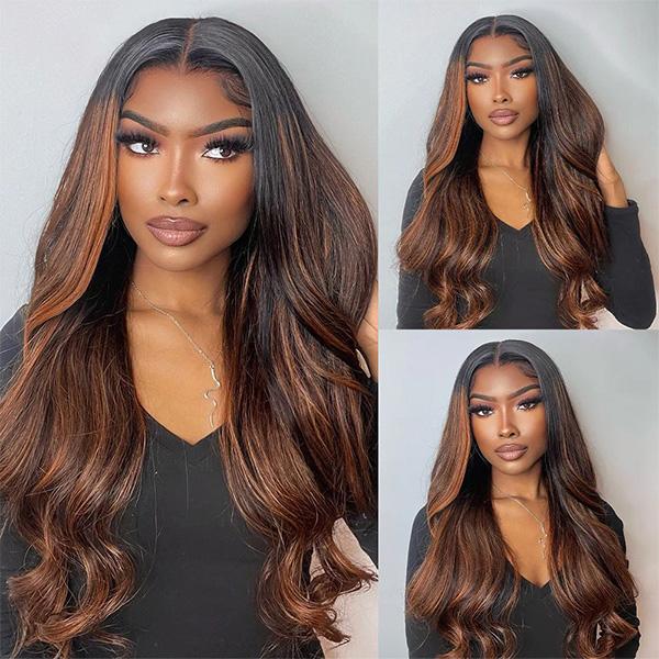 FB 30 Highlight Body Wave Bundles With 4×4 Closure Colored Human Hair Weave Hair Extensions For Women