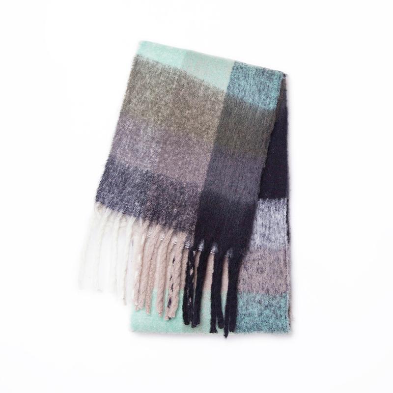 2024 Winter Thick Warm Scarf Women Cashmere Shawl and Wraps Pashmina Neckerchief Bufanda Female Rainbow Hairy Tessel Echarpe New