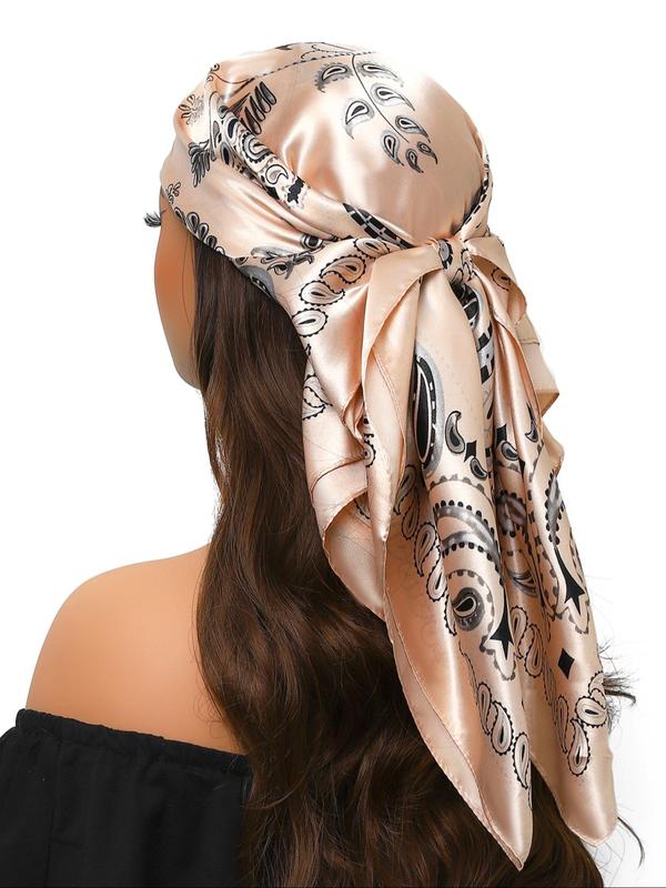 Women's Elegant Paisley Print Square Scarf, 2024 New Style Casual Soft Comfortable Shawl for Daily Wear, Fashion Accessories for Women & Girls for Outfit Matching