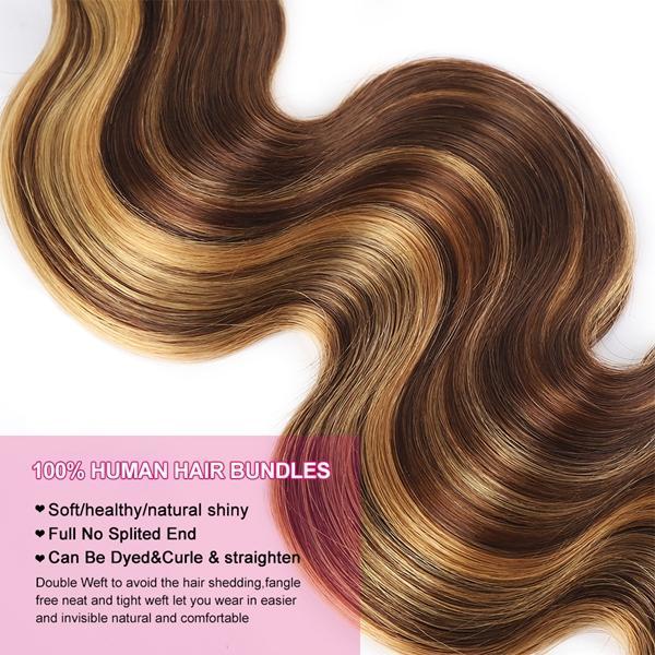 Uwigs 4 27 Highlight Body Wave Bundles Ombre Colored Human Hair Weave Bundles 1 3 4 Bundles Deal