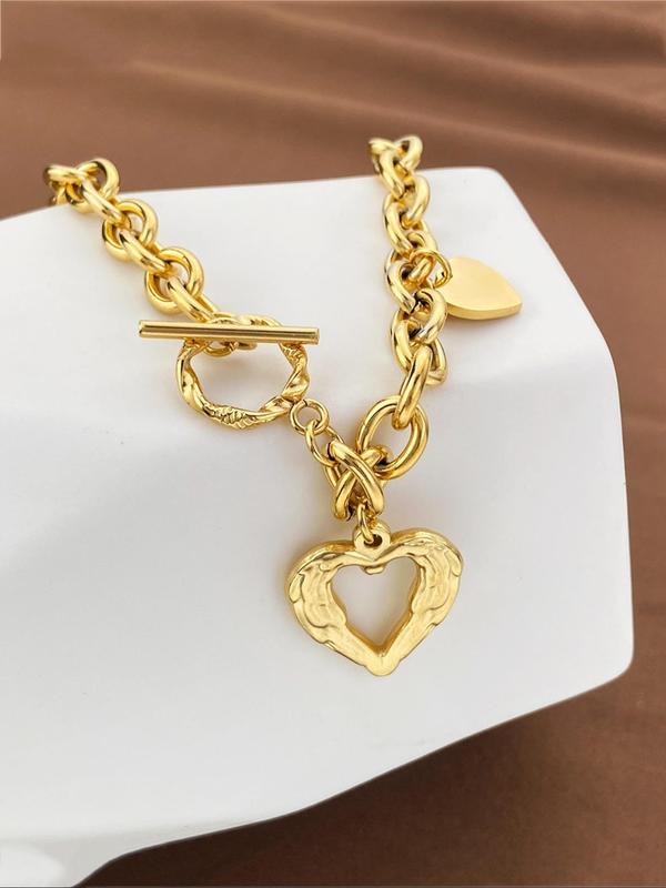 Women's Elegant Heart Design Ot Buckle Pendant Necklace, Fashion Jewelry for Party, Daily Clothing Decor, Trendy All-match & Exquisite Jewelry for Birthday Gift