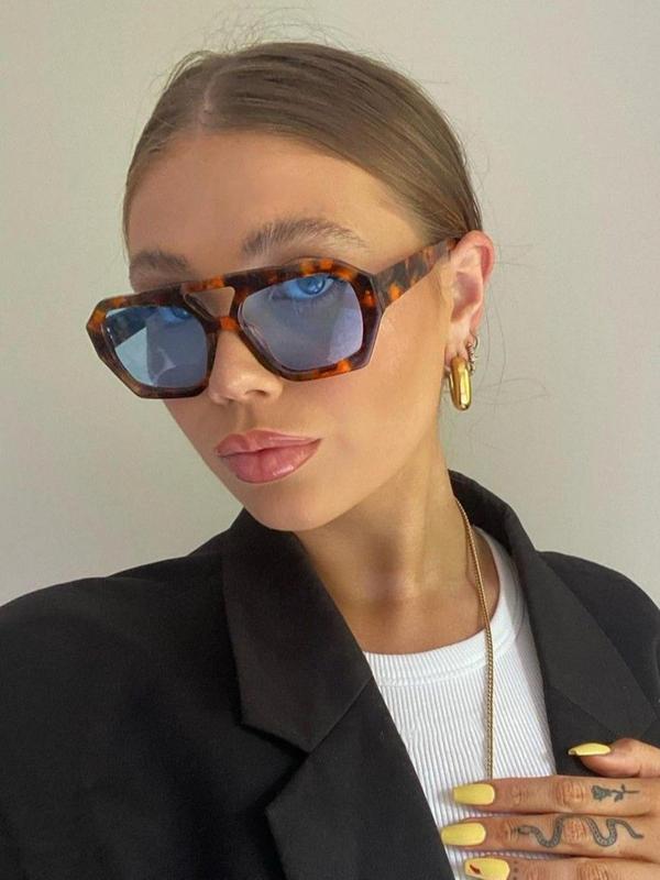 Women's Elegant Top Bar Design Sunglasses, Vintage Trendy Tinted Lens Sunglasses for Everyday Use, Fashionable Versatile Sunglasses for Women & Men