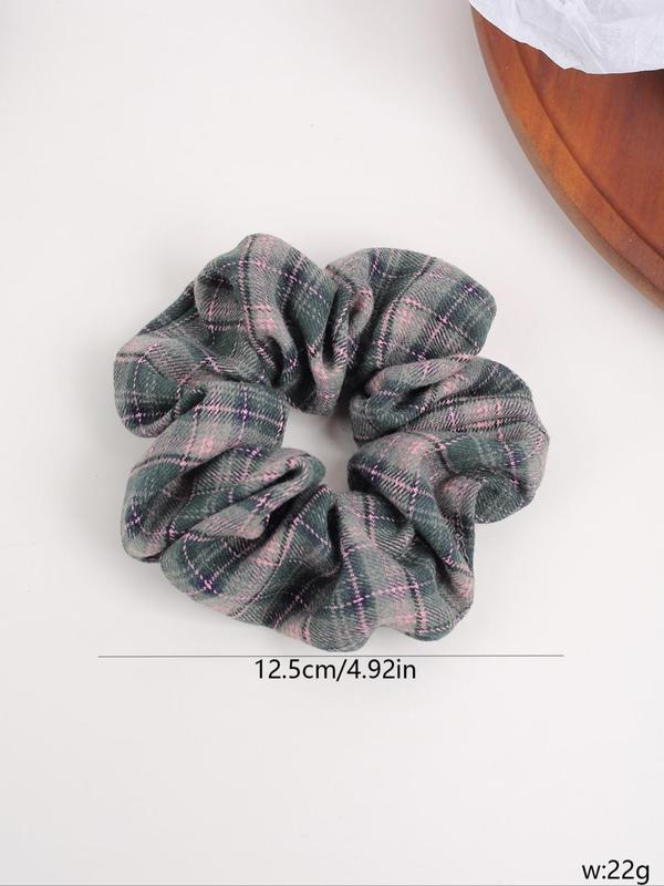 Vintage Tartan Pattern Scrunchies, Minimalist Headwear Suitable for Thick Hair, Scrunchie for Daily Commute