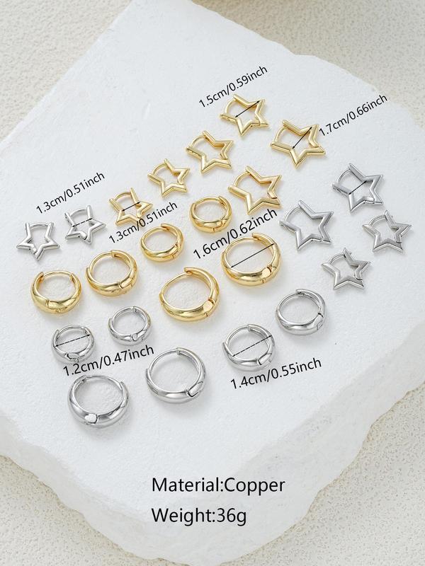 Elegant Geometric Star Design Hoop Earrings, Fashion Jewelry for Party, Daily Clothing Decor, Trendy All-match & Exquisite Jewelry for Birthday Gift