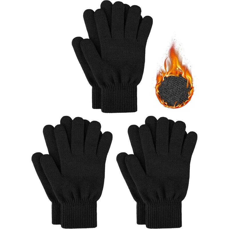 3 Pairs Winter Warm Magic Gloves Thicken Cashmere Knit Gloves Stretchy Unisex Full Fingers Gloves for Men Women