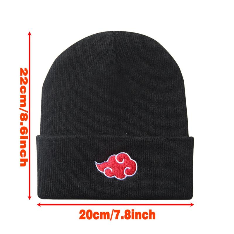 Unisex Anime Embroidery Knit Cap Naruto Beanies Casual Winter Warm Hats Hip-Hop Soft Stretch Warm Knitted Slouchy Cap