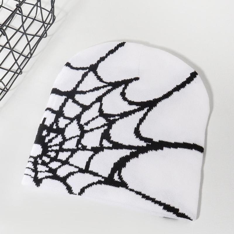 Fashion trend pullover spider web Y2K jacquard men's and women's hats Spider Web Knit Beanie Hat