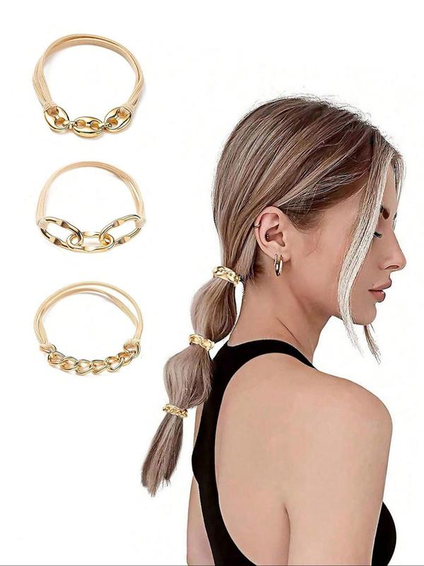 Women's Elegant Chain Design Hair Tie, Casual Trendy Hair Tie, Fashionable Hair Accessories for Daily Use