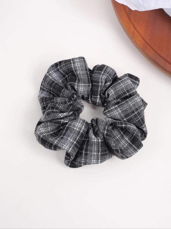 Vintage Tartan Pattern Scrunchies, Minimalist Headwear Suitable for Thick Hair, Scrunchie for Daily Commute