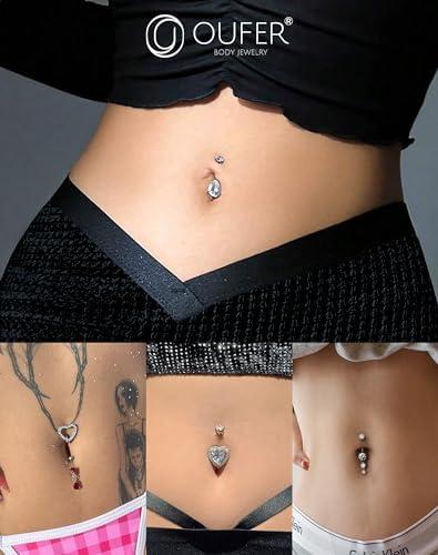 Belly Button Rings, 316L Stainless Steel Belly Rings, 14G Belly Button Piercing, Random 8PCS Belly Piercing Jewelry, Navel Rings for Women