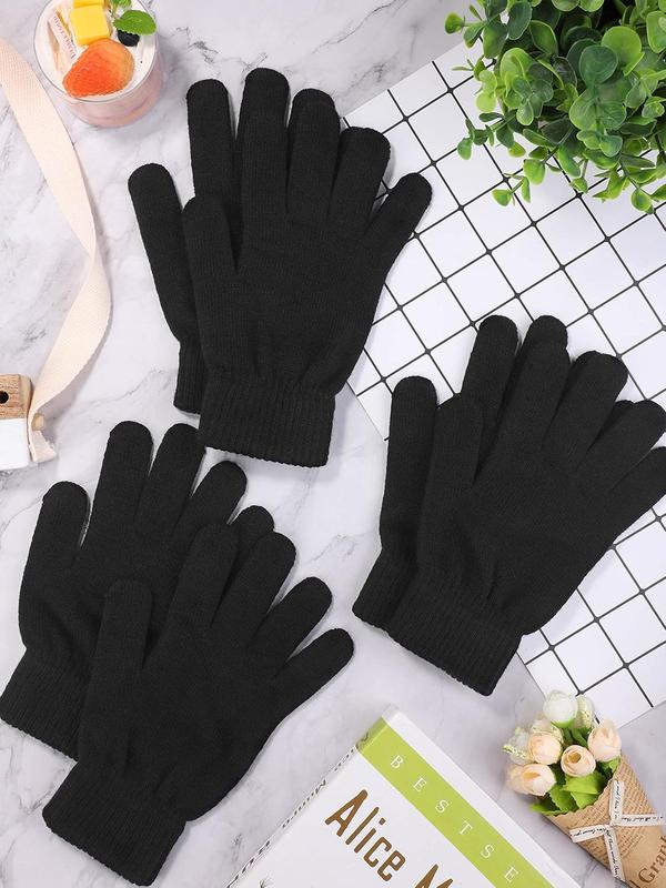 3 Pairs Winter Warm Magic Gloves Thicken Cashmere Knit Gloves Stretchy Unisex Full Fingers Gloves for Men Women