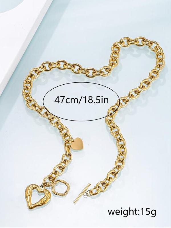 Women's Elegant Heart Design Ot Buckle Pendant Necklace, Fashion Jewelry for Party, Daily Clothing Decor, Trendy All-match & Exquisite Jewelry for Birthday Gift