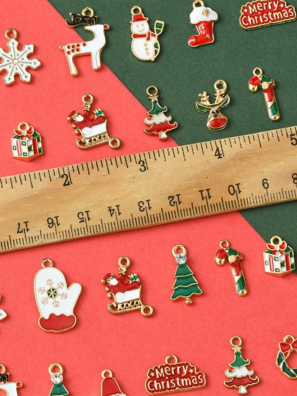 Cute Cartoon Christmas Themed Alloy Enamel Pendants, Christmas Tree & Santa & Reindeer & Wreath Design Charms, Fashion Accessories for DIY Bracelet & Necklace