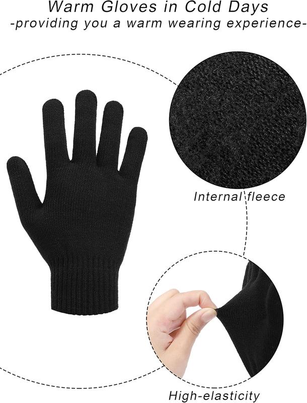 3 Pairs Winter Warm Magic Gloves Thicken Cashmere Knit Gloves Stretchy Unisex Full Fingers Gloves for Men Women