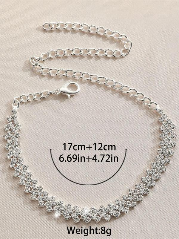 Rhinestone Decor Chain Anklet, Minimalist Rhinestone Decor Anklet for Girls Women for Daily Life