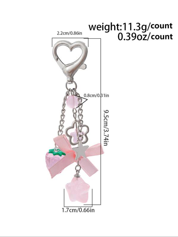 Cute Star & Bow & Heart & Strawberry Design Keychain, Elegant Keychain for Women & Girls, Fashion Accessories for Daily Use, Trendy All-match & Exquisite Keychain for Birthday Gift