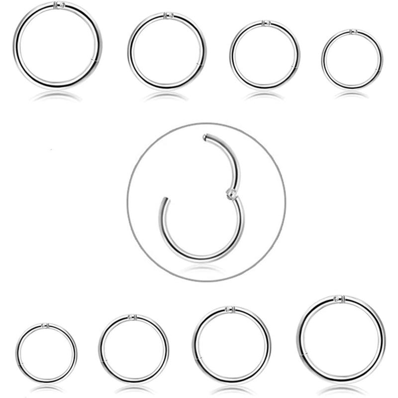 MILACOLATO 6-8 Pcs 6-12mm Stainless Steel 16g 18g Cartilage Hoop Earrings for Men Women Nose Ring Helix Septum Couch Daith Lip Tragus Piercing Jewelry Set Daily