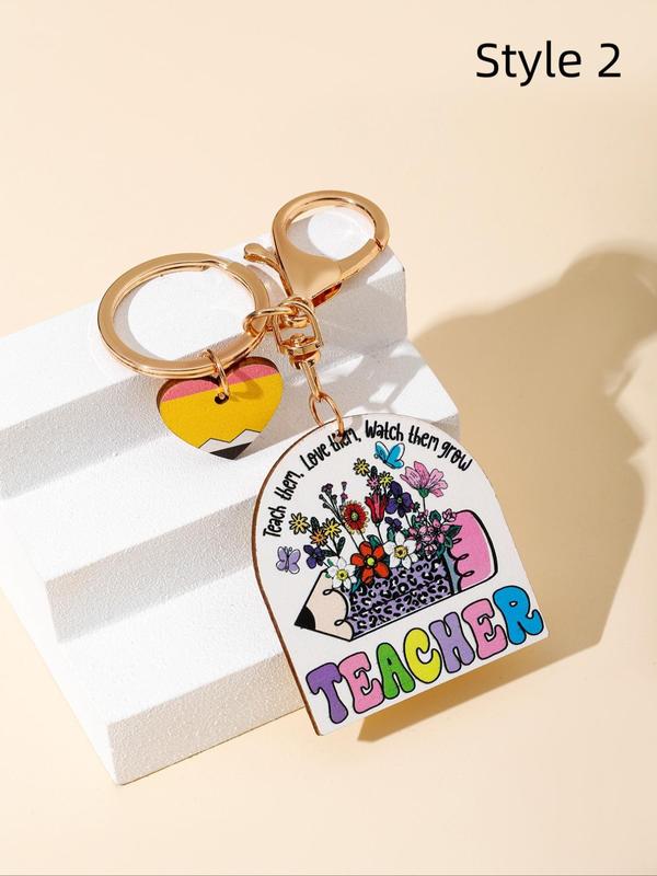 Creative Heart & Slogan Design Keychain, Cute Keychain for Teacher, Keychain Bag Pendant, Car Keychain Accessories As Gift