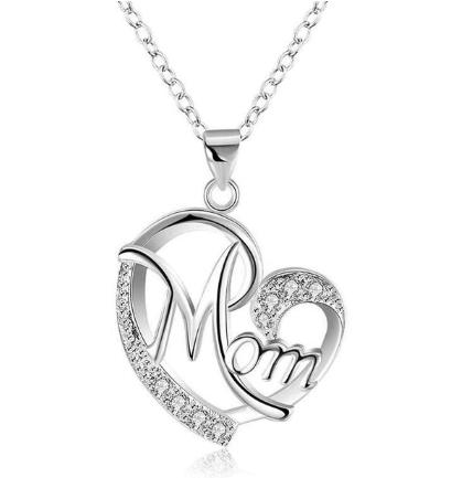 Love Heart Mom Charm Pendant Chain Necklace Great Gift Mother's Day, Mum