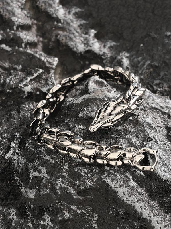 Vintage Dragon Design Bracelet, Punk Style Zinc Alloy Jewelry for Party, Daily Clothing Decor, Trendy All-match & Exquisite Jewelry for Birthday Gift