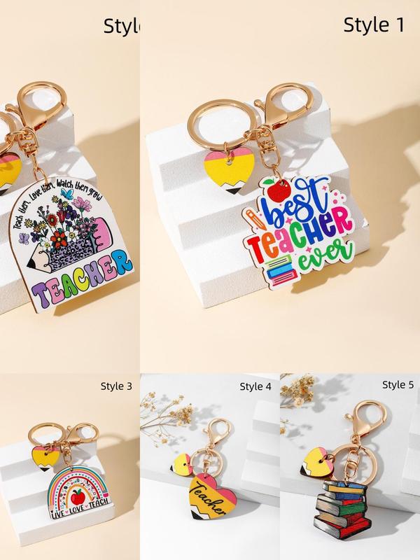 Creative Heart & Slogan Design Keychain, Cute Keychain for Teacher, Keychain Bag Pendant, Car Keychain Accessories As Gift