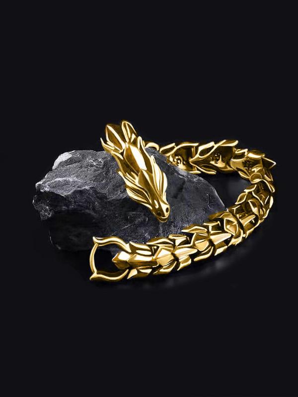 Vintage Dragon Design Bracelet, Punk Style Zinc Alloy Jewelry for Party, Daily Clothing Decor, Trendy All-match & Exquisite Jewelry for Birthday Gift