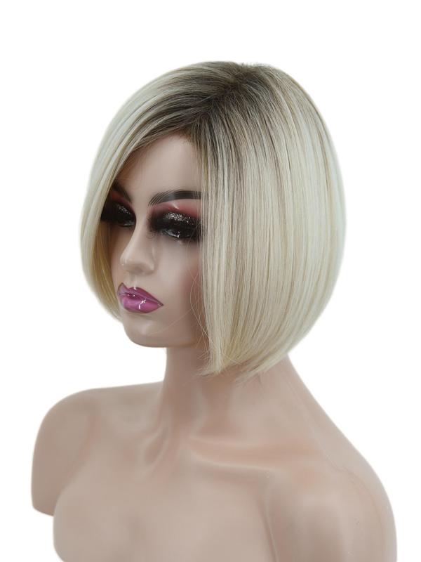 12 Inch Short Straight Bob Wig without Bangs for Women, Elegant Temperament Synthetic Hair for Daily Use & Party