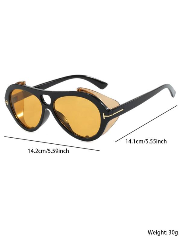 Unisex Punk Style Oval Frame Sunglasses, Trendy Casual Sunglasses for Everyday Use, Fashion Accessories for Outdoor Activities