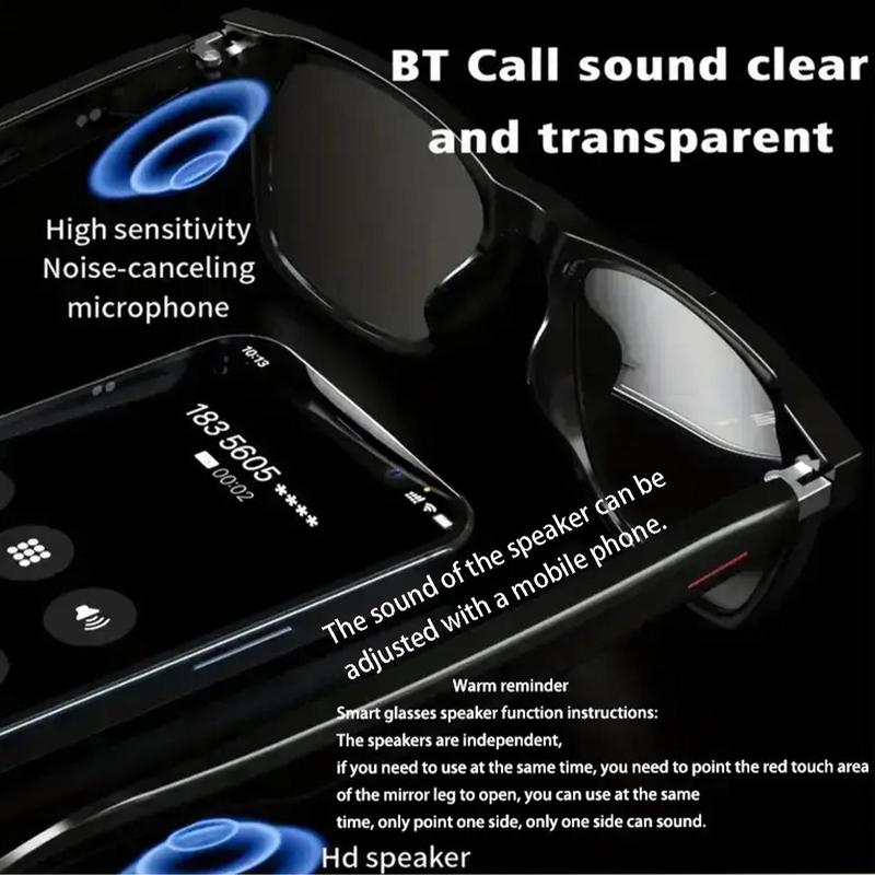 Smart Glasses, Wireless BT Glasses Music Headset, Music & Call Smart Glasses with Mic for Men, Summer Gifts, Sport Hands-Free Call Music Headphone, BT Glasses for Women, Summer Travel Supplies, Tech Gadgets