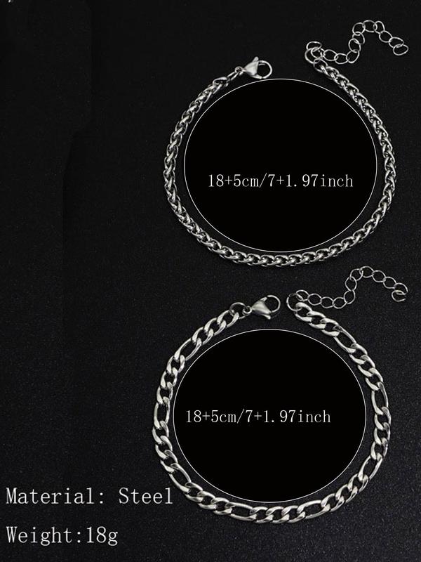 2024 Summer Men's Simple Plain Chunky Chain Link Bracelet, Fashion Cuban Chain Bracelet Kit, Casual Versatile Streetwear Jewelry Accessories