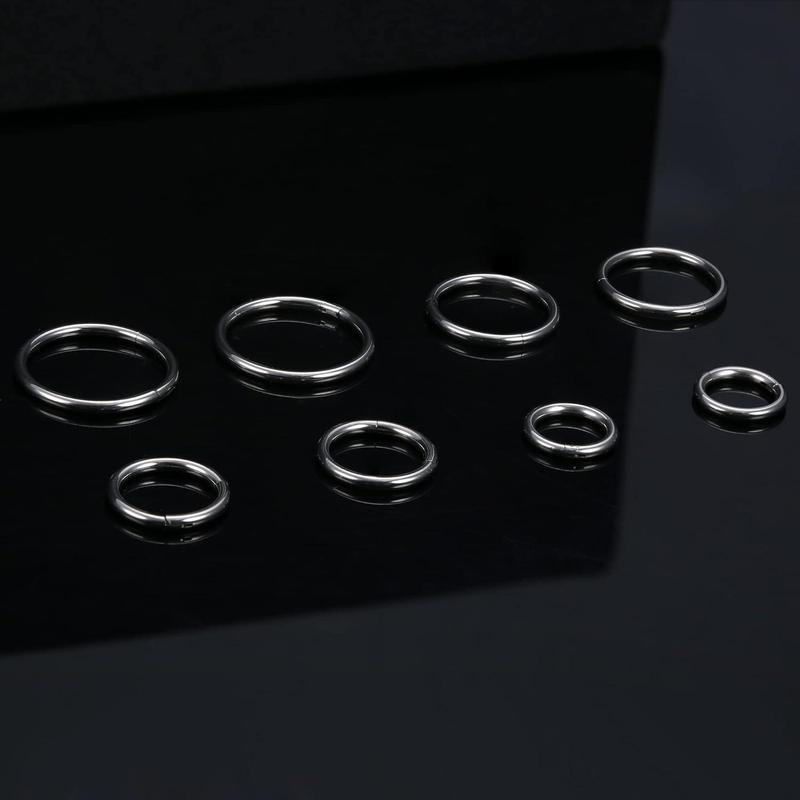 MILACOLATO 6-8 Pcs 6-12mm Stainless Steel 16g 18g Cartilage Hoop Earrings for Men Women Nose Ring Helix Septum Couch Daith Lip Tragus Piercing Jewelry Set Daily